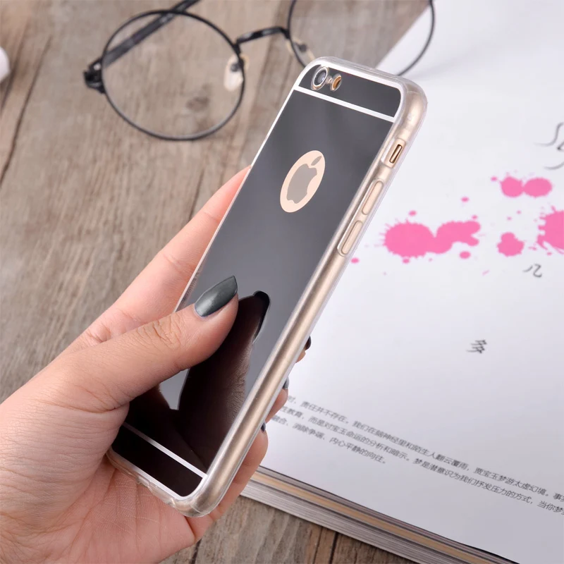 Роскошный блестящий зеркальный Мягкий чехол из ТПУ для iPhone 4 6 6S 7 8 Plus Ультратонкий