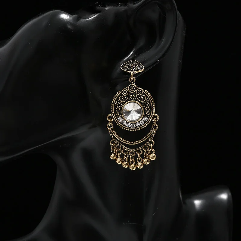 Женские серьги с кисточками в винтажном стиле большие золотистые