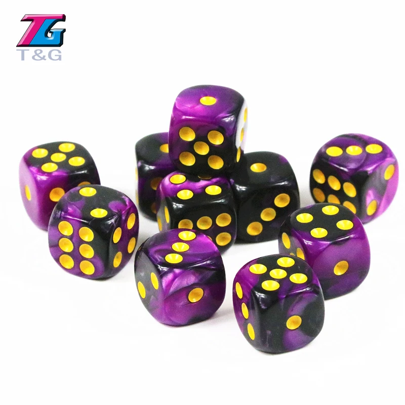 Игральные кости T & G 10 шт./компл. 12 мм D6 с золотой стандартной точкой для настольных