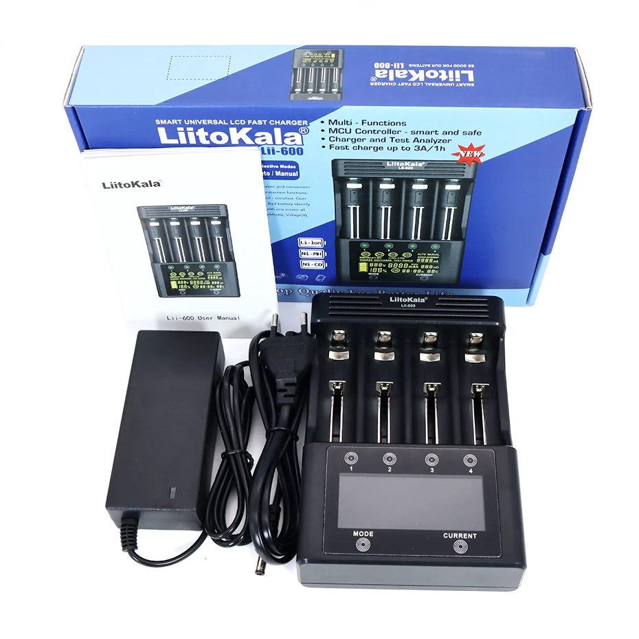 

LiitoKala Lii-600 Battery Charger For Li-ion 3.7V and NiMH 1.2V battery Suitable for 18650 26650 21700 26700 AA AAA And other
