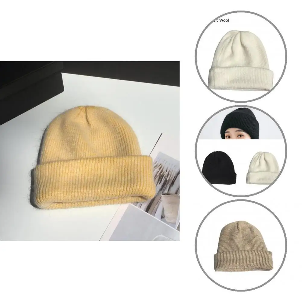 

Beanie Hat Solid Color All-Match Skin-Friendly Women Warm Outdoor Knitted Hat Hat Fashion Accessories
