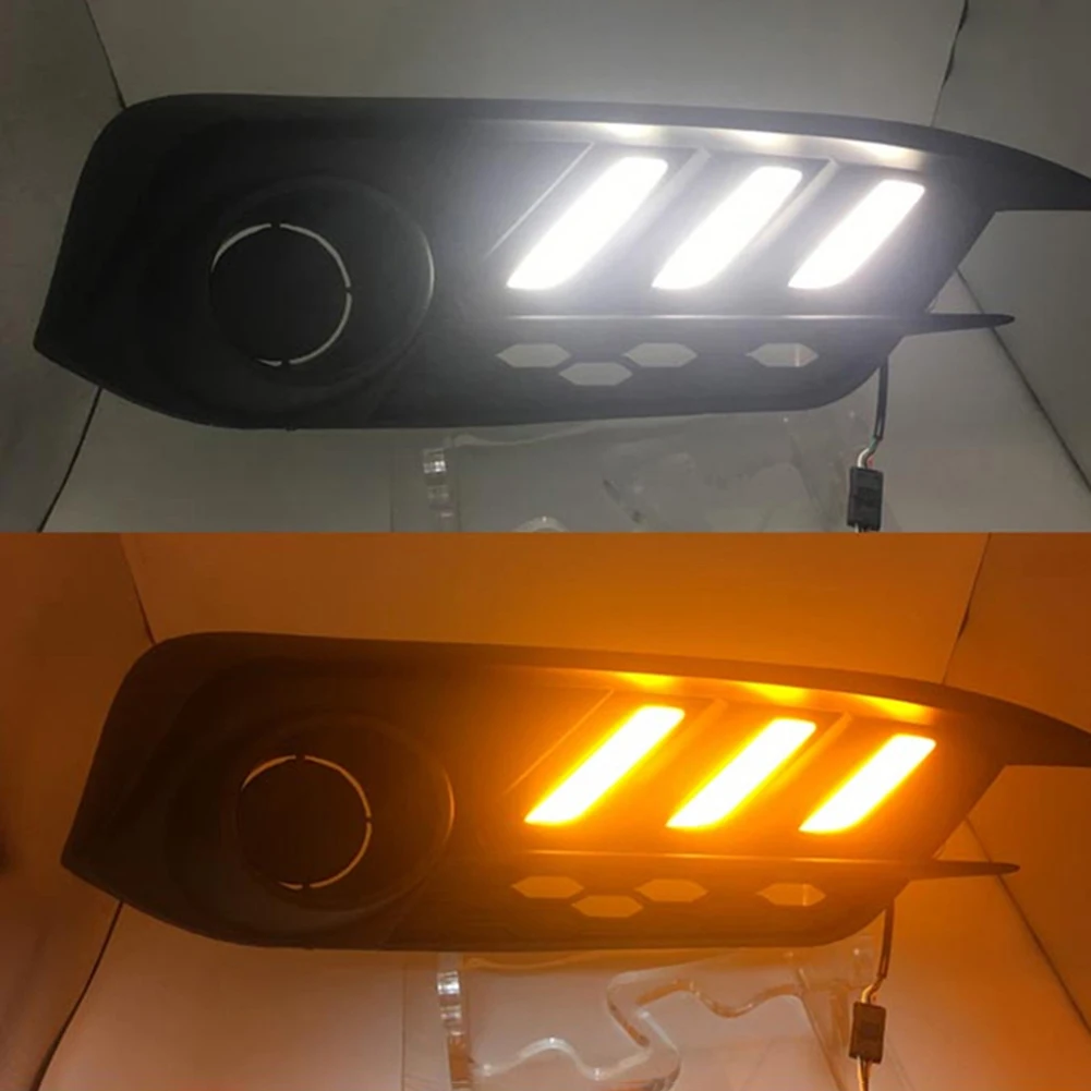 

Fog Light Bezel with LED DRL Turn Signal for Honda Civic Coupe Sedan 16-18