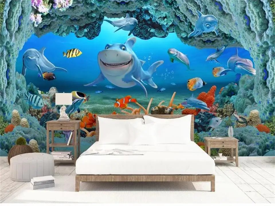 

Пользовательские 3d фото обои Гостиная Детская комната спальня роспись подводный мир пещера картина Диван ТВ Фон нетканые обои