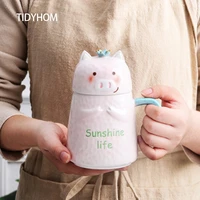 cute cartoon style girl powder piggy ceramic cup milk coffee mug personality trend creative student couple birthday gift