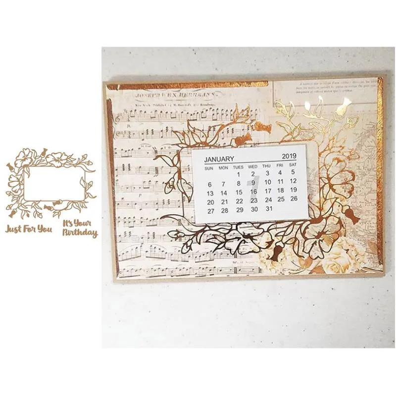 Металлические Вырубные штампы Цветочная рамка английские слова металлическая