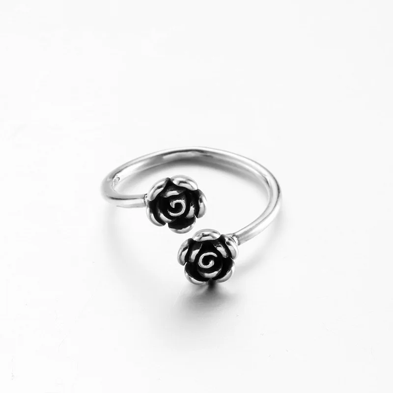 

Милые Регулируемые кольца на палец в стиле ретро с цветком розы для женщин, винтажные корейские стандартные ювелирные изделия, подарки на д...