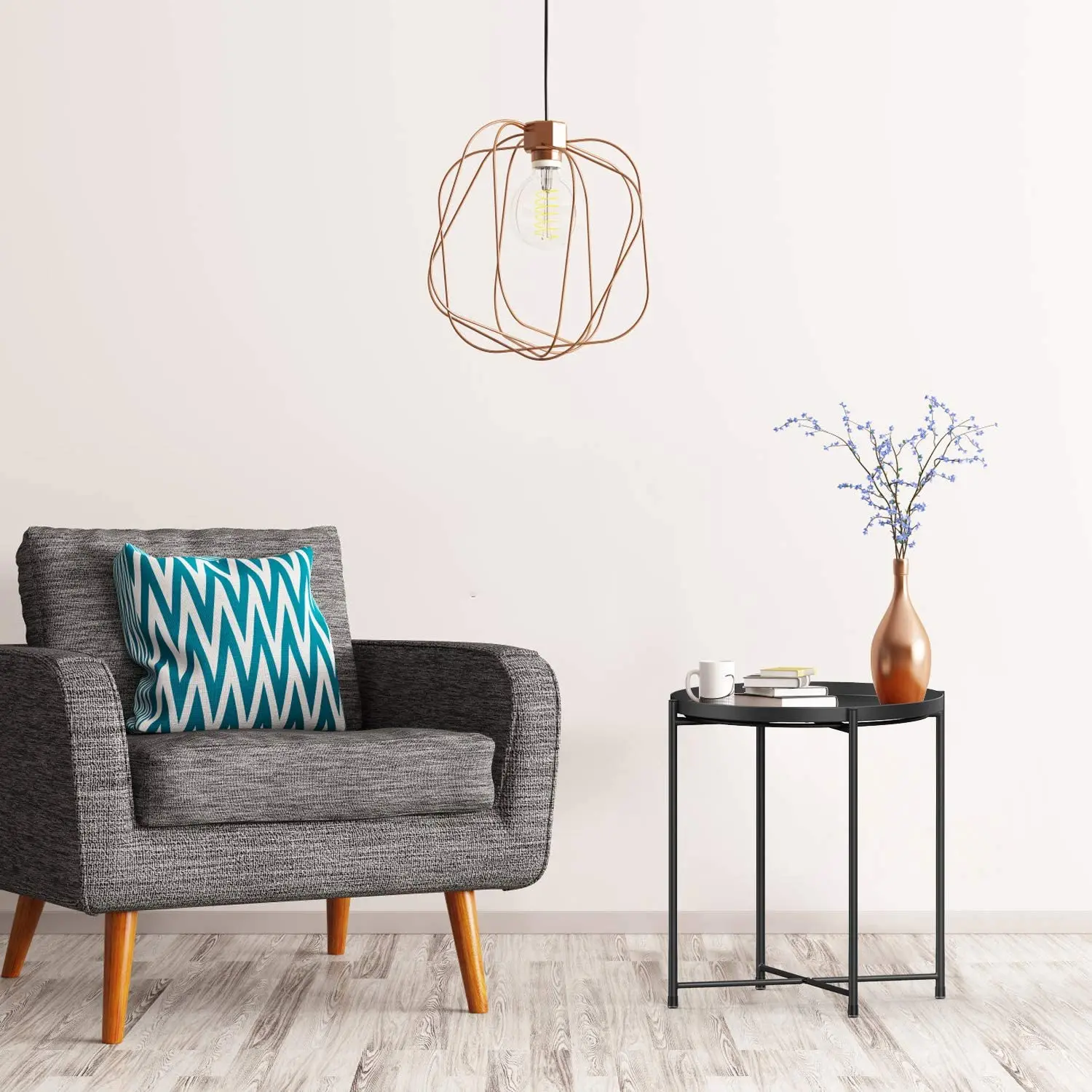 

Metal Round Tray Table Folding Small Side Table End Table Coffee Table Bedside Table for Small Spaces Bedroom Patio Living Room