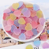 20pcs slime resin soft candy love heart charms pendant jewelry making accessory home phone decoration 18x18mm diy accessories