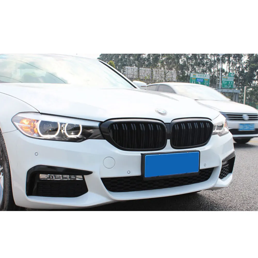 

For BMW 5 Series G30 G38 2017-2020 Front Bumper Grille Grill Single Double Slat Carbon Fiber Tricolor Black