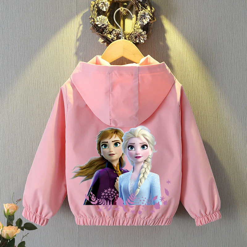 

Autumn Little Girls Hooded Jacket Coats Spring Teenagers Children's Tops Kids Cardigan Frozen Elsa Anna Princess Windbreaker