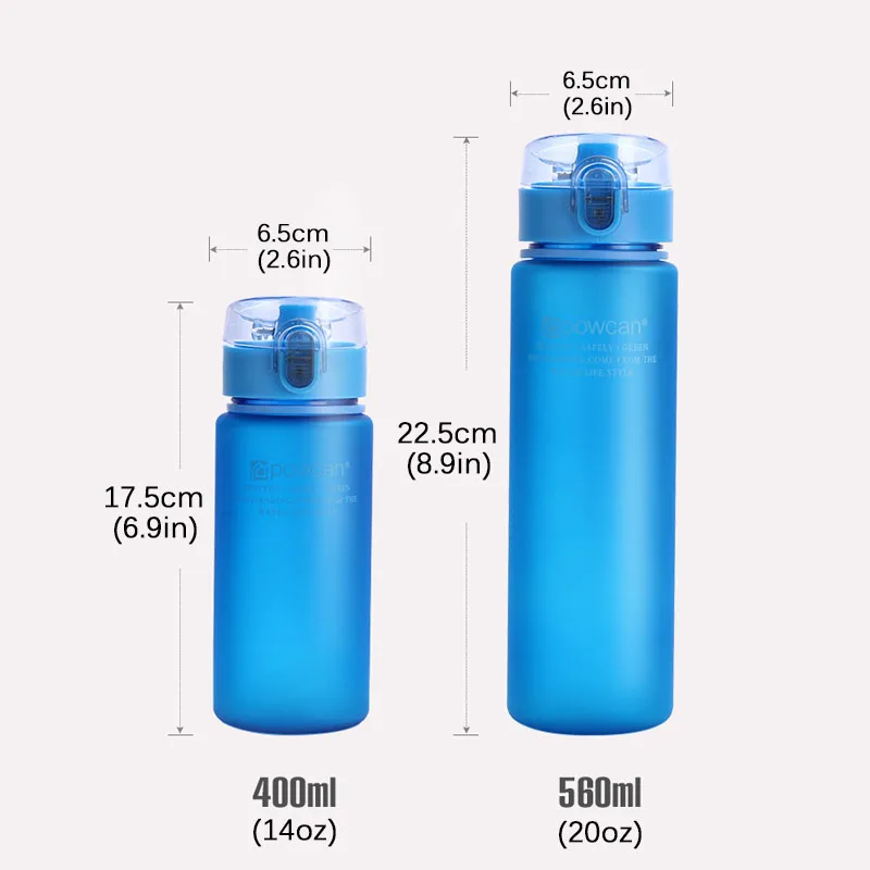 

400/560ml Plastic Sports Water Bottle Sport Outdoor Leak Proof Seal Climbing Water Bottles Drinkware Tritan Protein Shaker