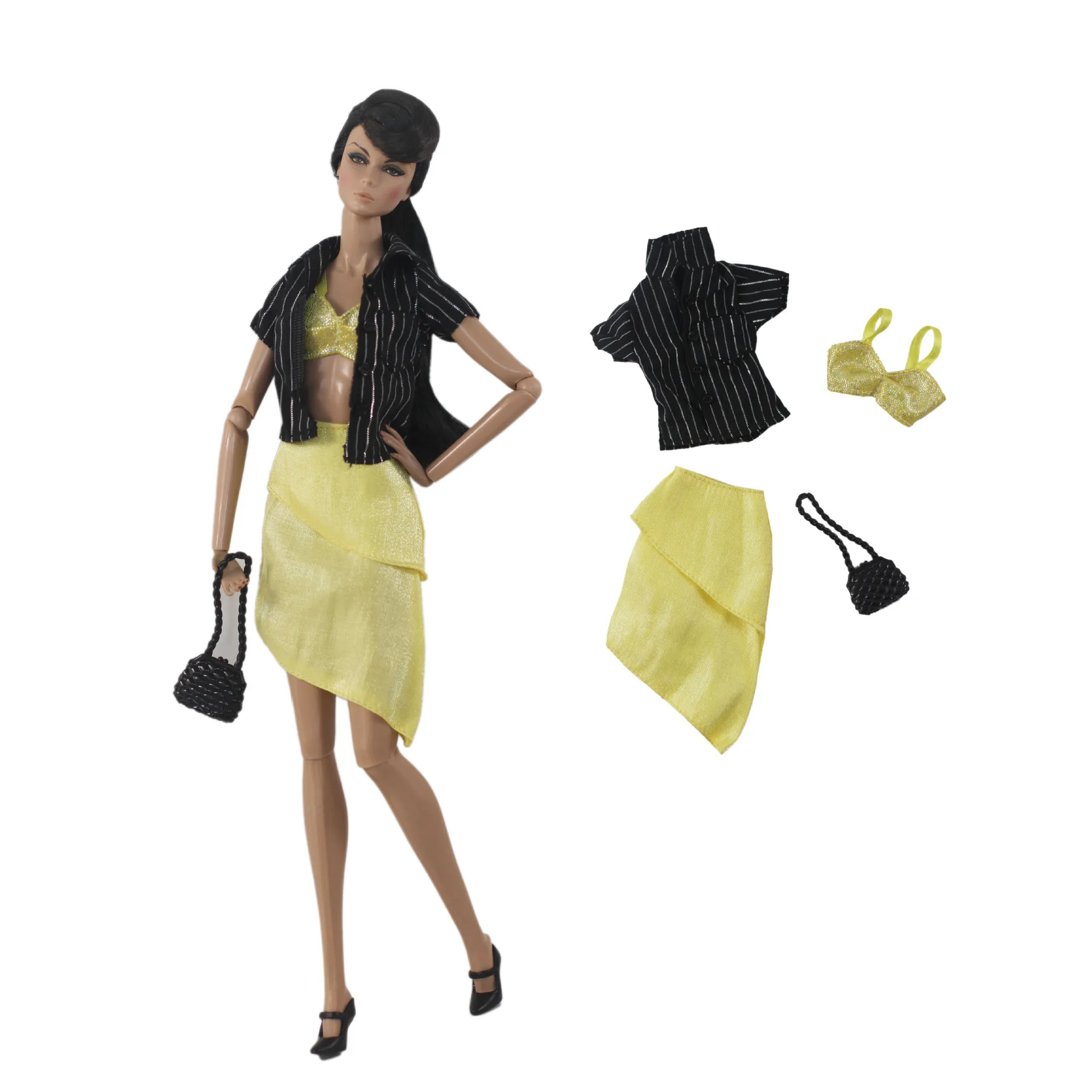 

Fashion Yellow Skirt Set for Barbie Blyth 1/6 MH CD FR SD Kurhn BJD Doll Clothes Accessories