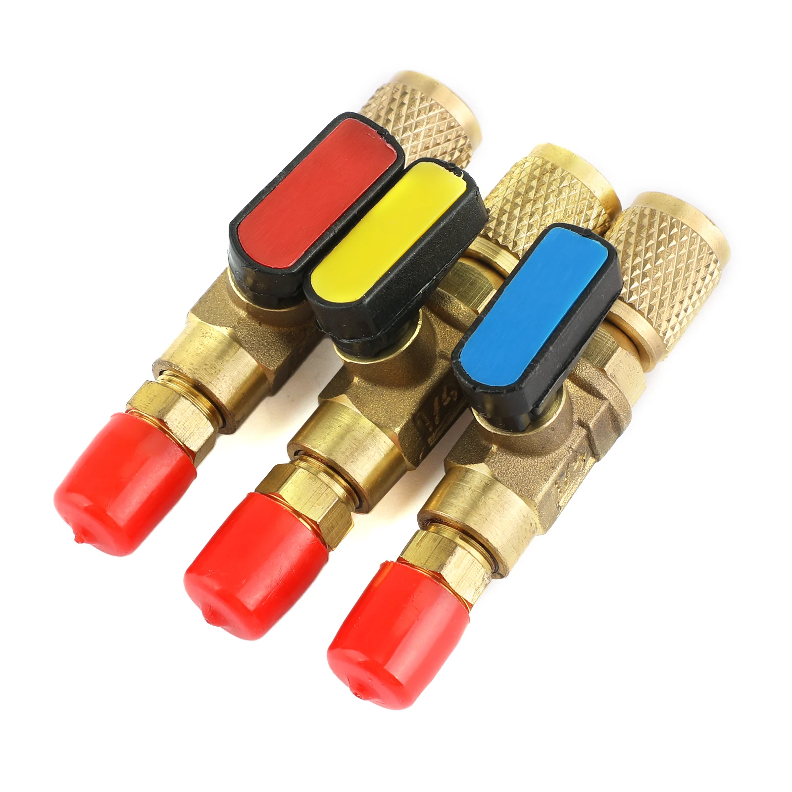 

3pc HVAC A/C Straight Shut-Off Ball Valve Adapter For R134a R22 R12 R410a 1/4" High Quality