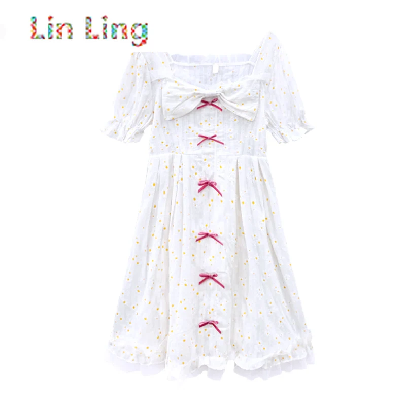 

Japanese sweet Lolita dress floral white French cute first love long-sleeved dress girls autumn 2021 new summer