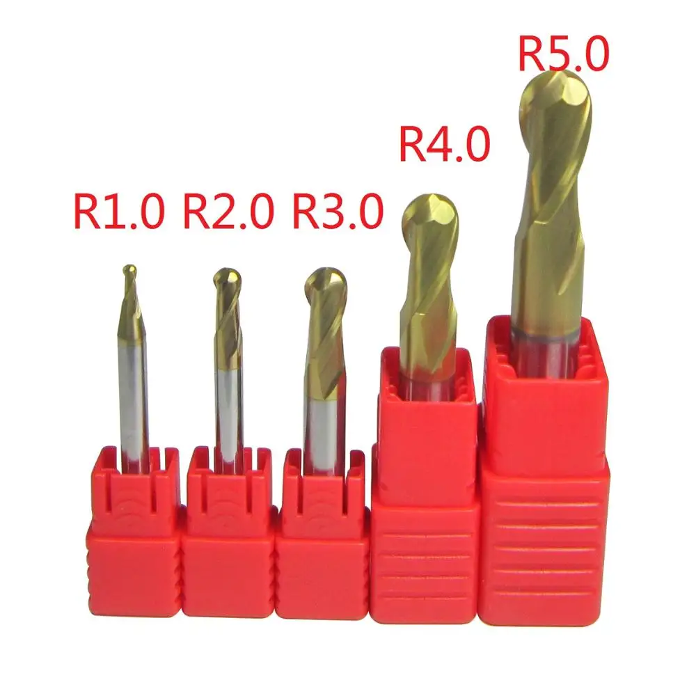5 шт. Ø 2 мм 10 R1 R5 шаровые концевые фрезы Набор CNC Фрезерные Металлообработка 45HRC 55HRC