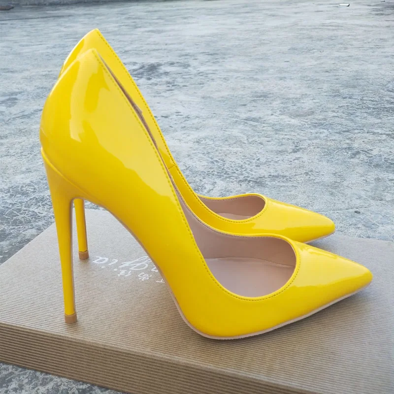 Keshangjia women's fashion high heels yellow sexy pointed single shoes bridal wedding party | Обувь