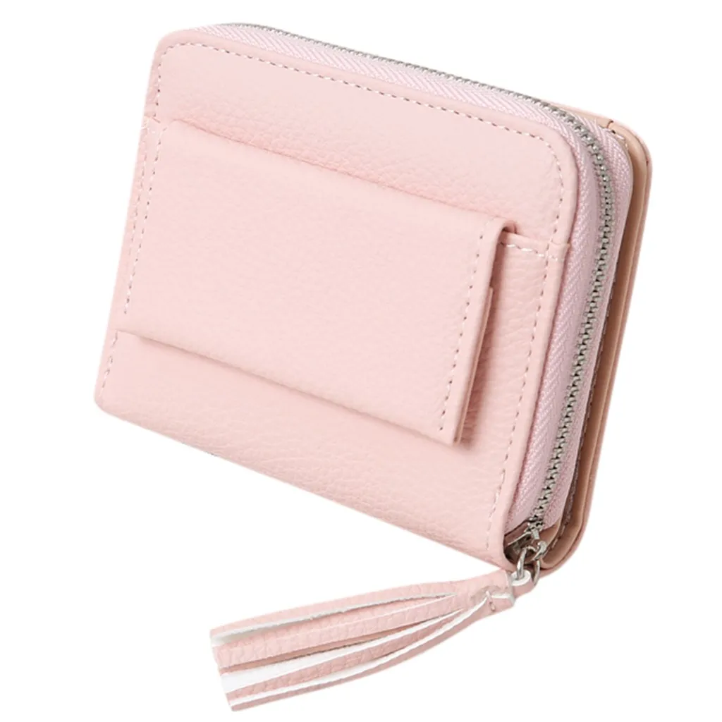 Женские однотонные длинные кожаные кошельки с бахромой и отделением для карт