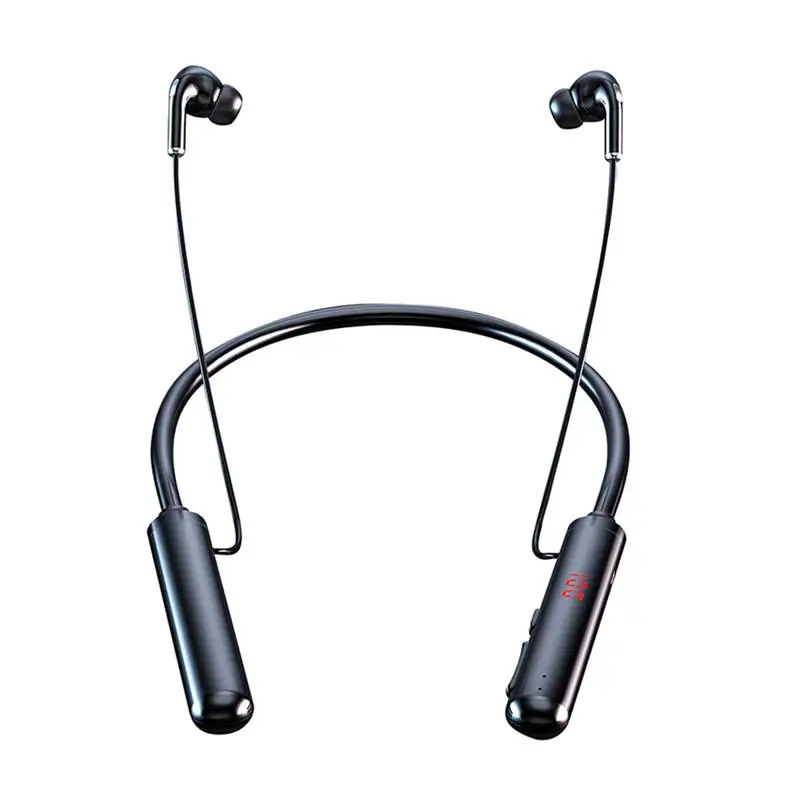 

Bluetooth Neckband Porteble Headphones Stereo Bass Wireless Magnetic Headsets with Mic Digital Display Waterproof Sports Earbuds