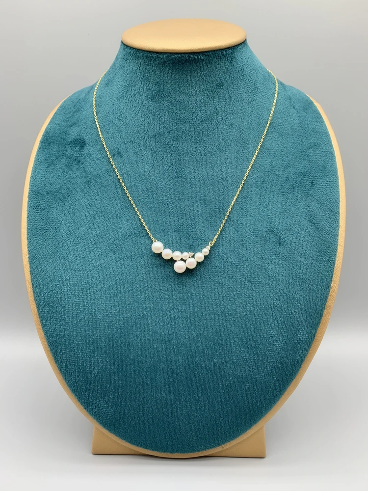 

FoLisaUnique Real Gold Filled 925 Sterling Silver Chain Necklace For Women Girls Gift White Freshwater Pearls Choker Jewelry