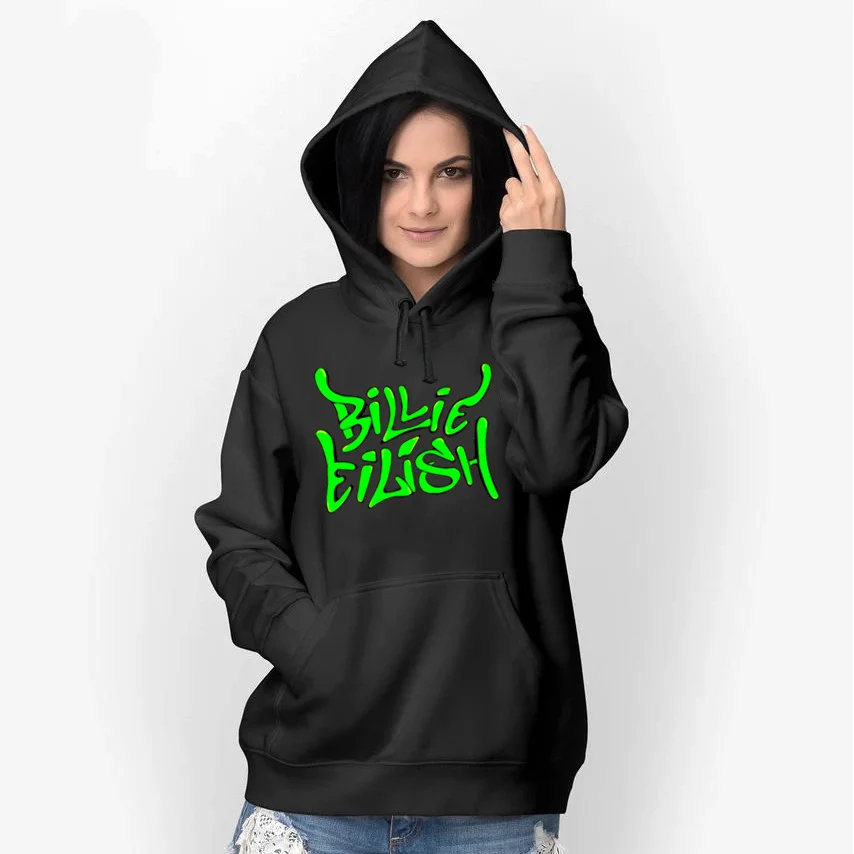 Черный Billie Eilish толстовки женские/мужские с длинным рукавом с принтом толстовки с капюшоном Лидер продаж Повседневная Уличная одежда - Цвет: 13