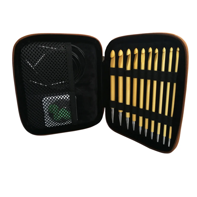 QZLKNIT бамбуковые Сменные афганские вязальные крючки для вязания крючком 10