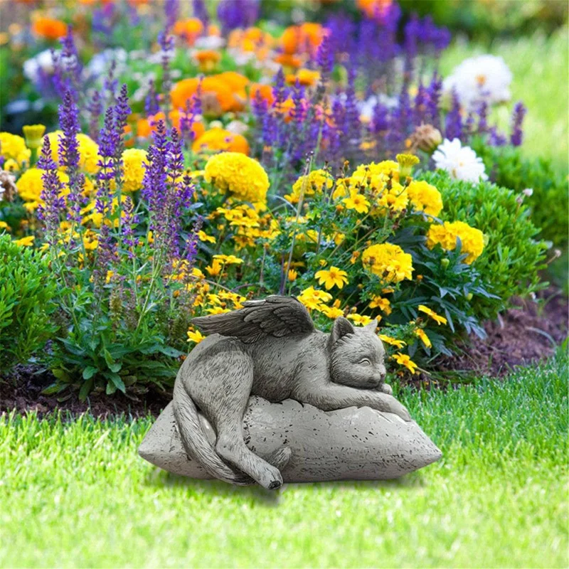 Ангел оригинальный полимер кошка надгробие памятный камень уличные украшения