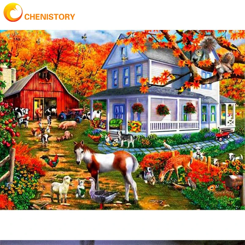 

CHENISTORY Beautiful House Paint By Number Paiting Pictures By Number HandPainted Home Decor Drawing On Canvas For Wall Art Gift
