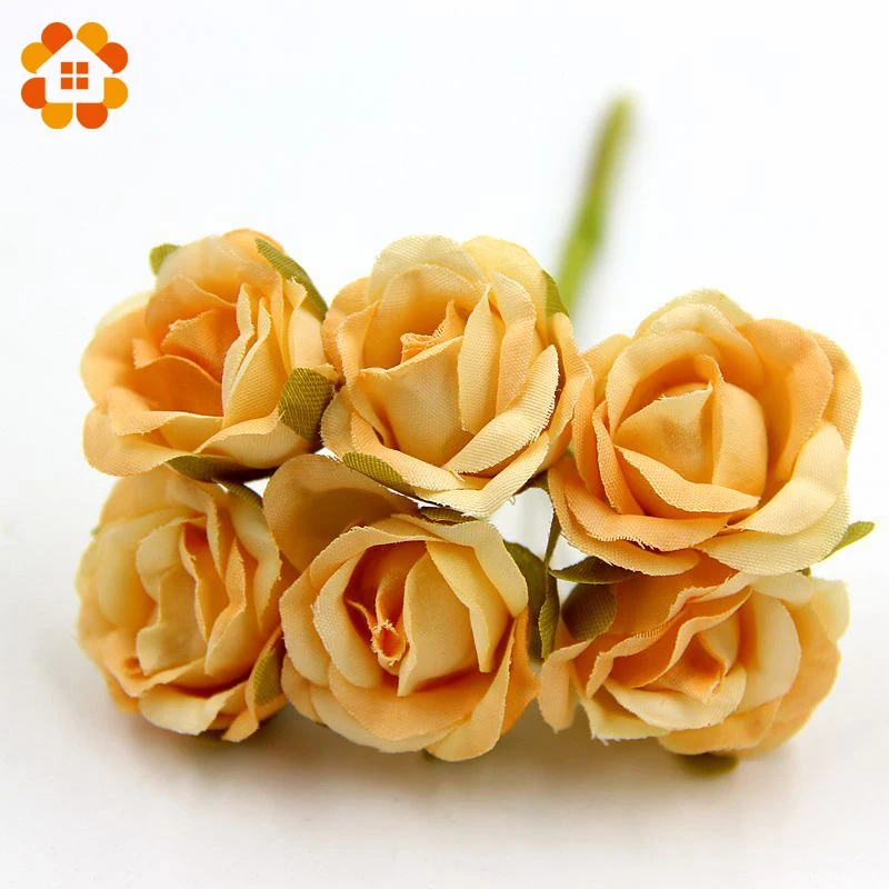6 шт./лот 2 см Декоративные Шелковые скрапбукинга искусственные мини розы букет