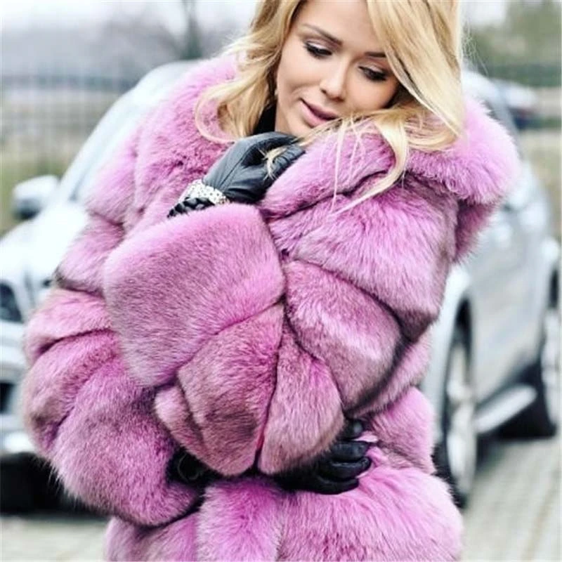 Tatyana Furclub, шуба из натурального меха лисы, шуба с большим капюшоном, Толстая теплая зимняя женская шуба из натурального меха лисы, повседневная куртка