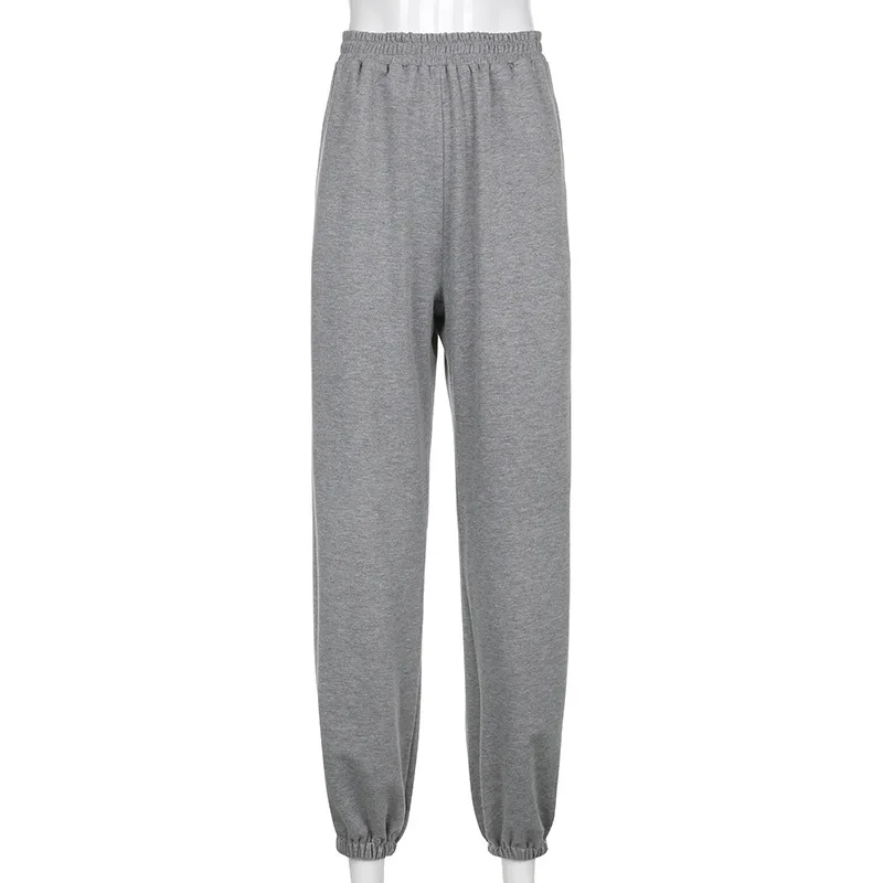 

Elastic high waist spring new women's solid color loose all-match casual pants