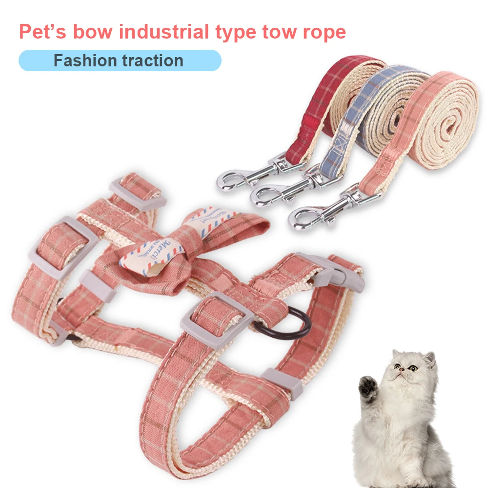 

2020 New Pet Cat Dog Traction Rope Chest Straps Nylon Vest Japanese And Wind Labor Word Straps Two Suits
