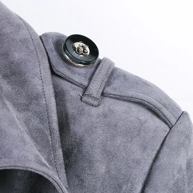 

Shipping Large Free Size Autumn And Winter Double Breasted Button Lapel Casual Extra Long Windbreaker Men Suede Coat/s-5xl