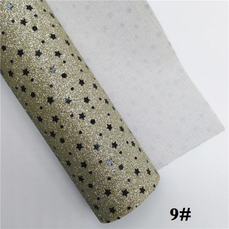 9 Glitterwishcome 21X29 см A4 Размер звезды блеск с принтом ткани, блестящие кожаные листы, кожа ткань винил для бантов, GM485A - Цвет: 9