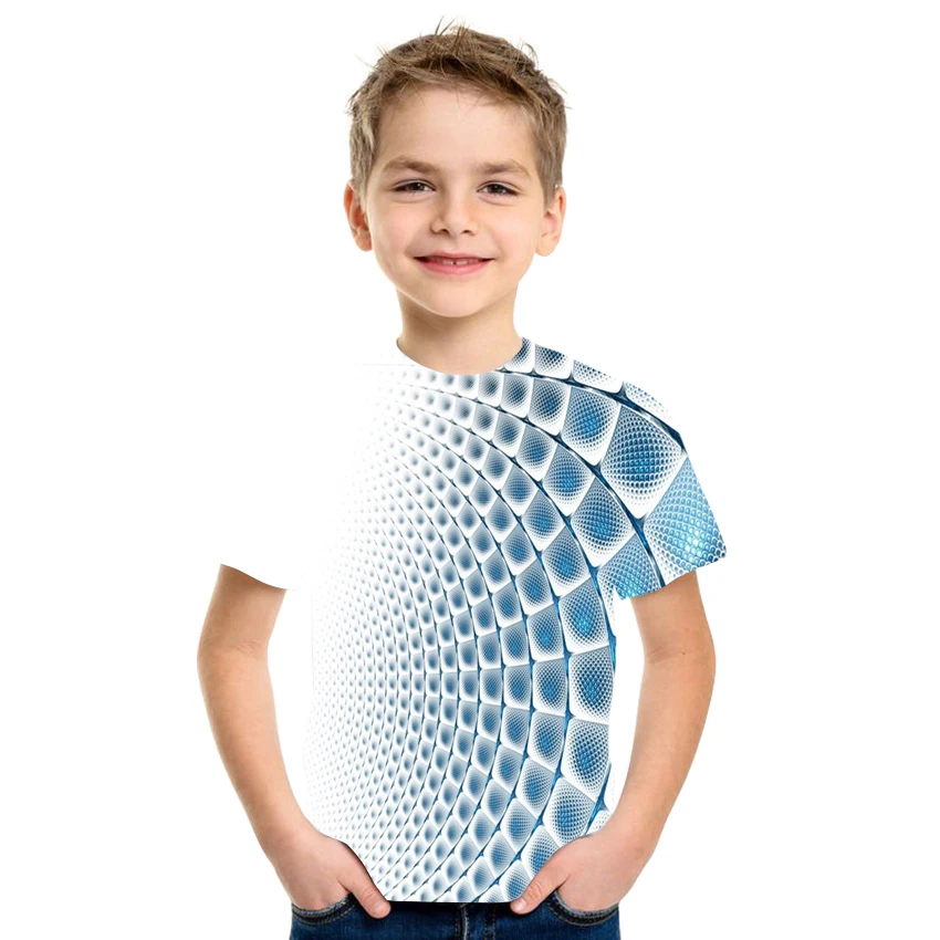 

2021 Summer Kids Fashion Boys Girls Short Sleeve Funny T-shirts The 3D Print Three-Dimensional Vortex Style Casual T Shirts