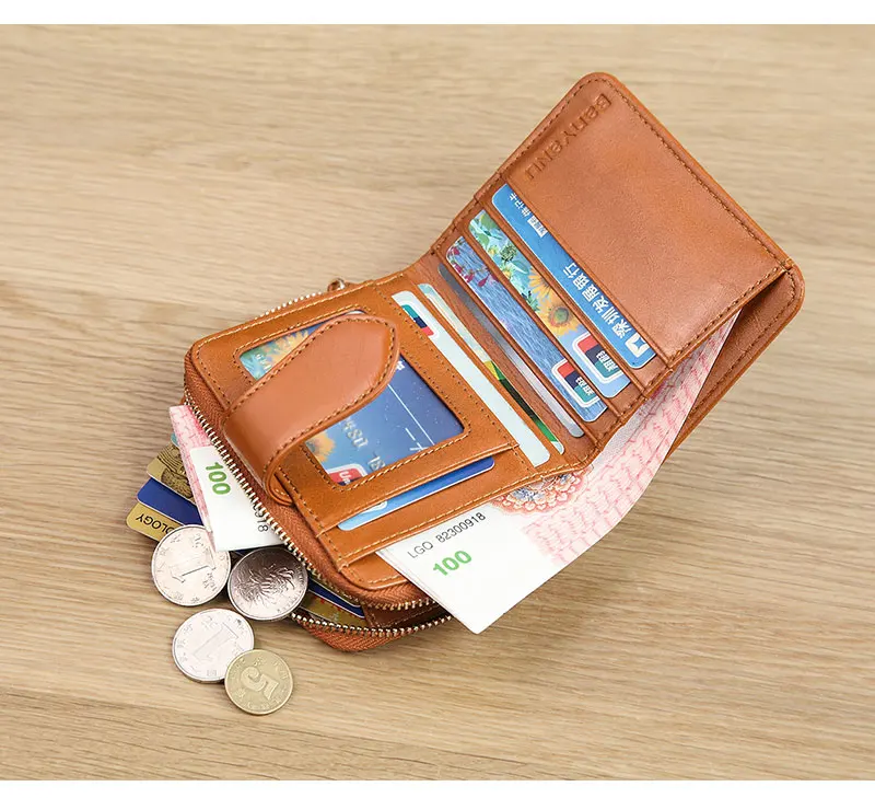 Billfold масло воск натуральная кожаные кошельки для женщин короткий мини-кошелек для клатча Soild монета Карманный с отделениями для карт держатель воловья сумка