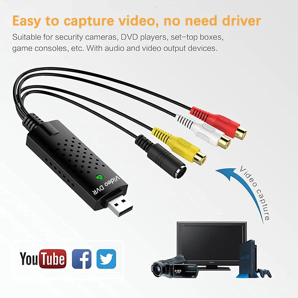 USB 2 0 Видео Easy cap VHS к цифровому преобразователю аудио Cap ture Card Box VCR TV для Win