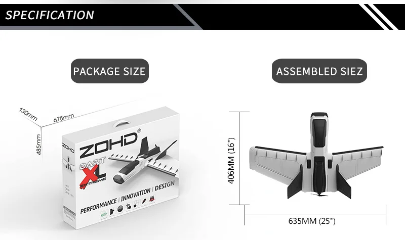 ZOHD Дротика XL Экстрим FPV летающее крыло RC самолет 1000 мм размах крыльев PNP