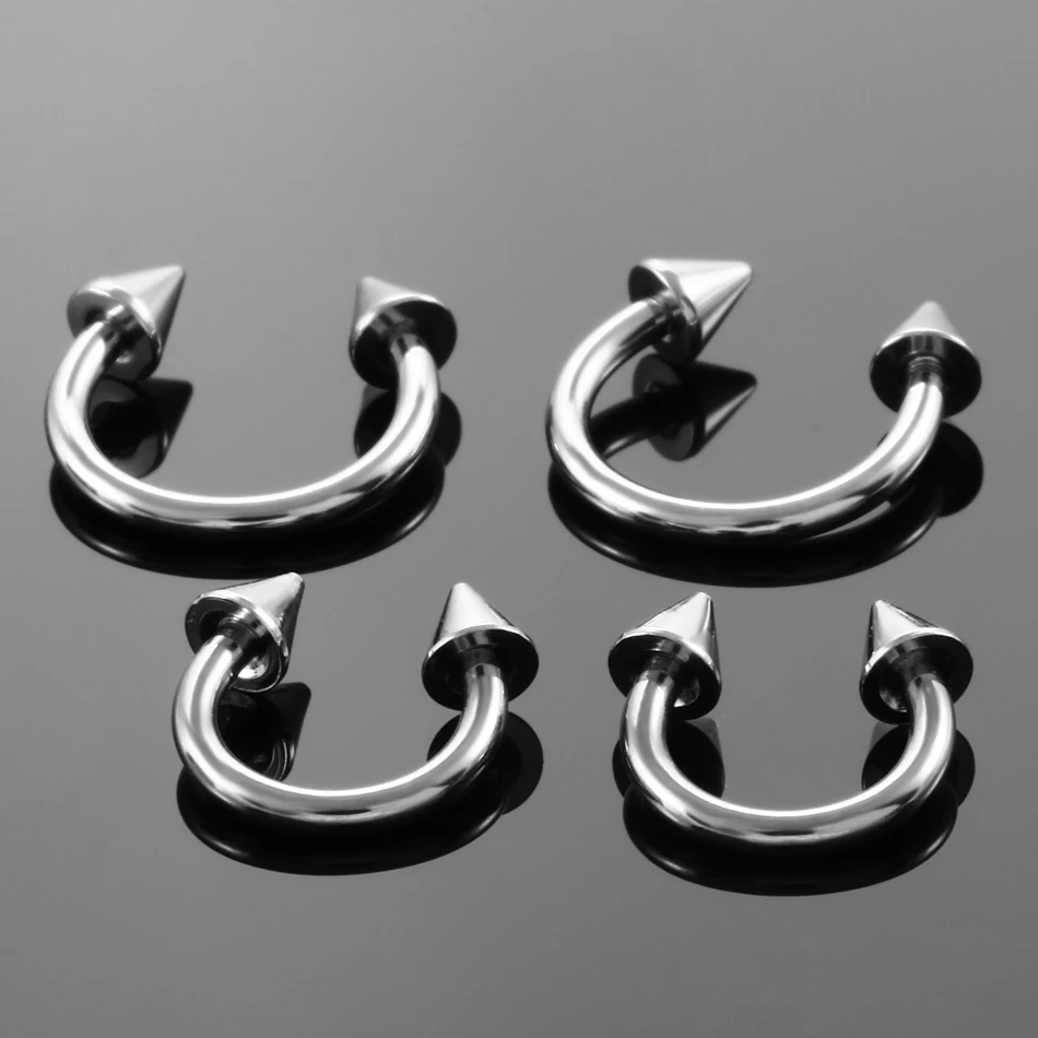 2 шт./лот стальной пирсинг ушей кольцо для носа Подкова шип перегородка уха