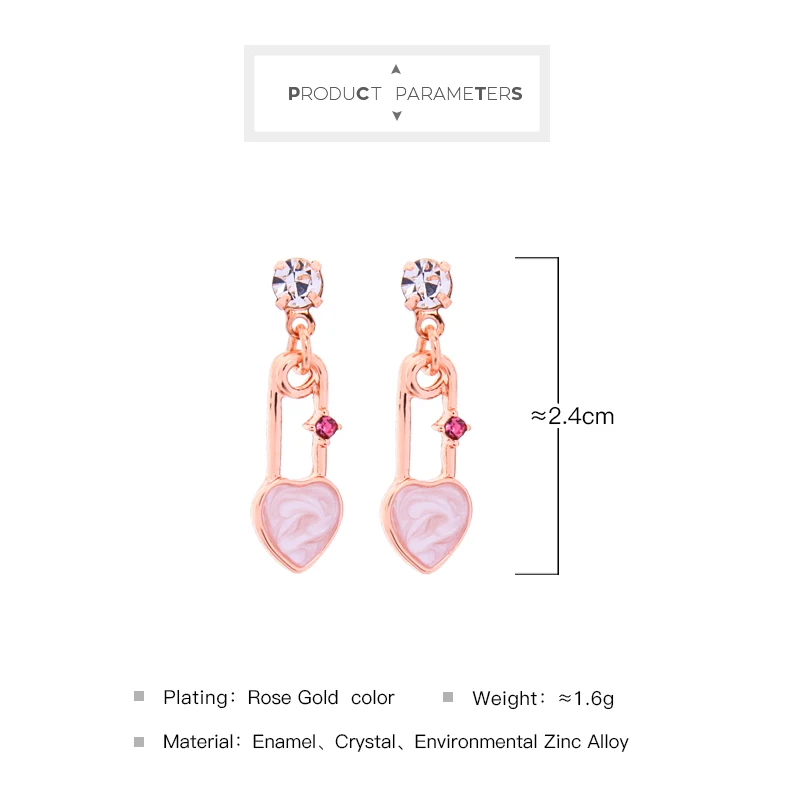 Романтические уникальные серьги-капли с эмалью в форме сердца блестящими