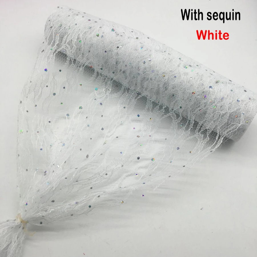 Sequin-White Рулон кружева органза катушка ткань ленты 30*910 см Сетка Ткань DIY свадебное мероприятие лента на стул для вечеринки лук настольная дорожка украшения - Цвет: Sequin-White