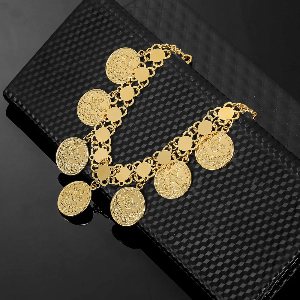 Браслет в виде Соединённых золотых монет женские турецкий Бог браслет для мужчин