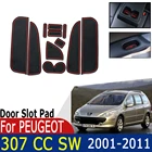 коврик придверный коврик для телеф в авто Резиновый противоскользящий коврик для Peugeot 307 cc sw 2011  2001, накладка на чашку с пазами для двери, аксессуары для интерьера двери 2006 2005 2004 2003 2002