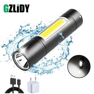 USB Перезаряжаемый Фонарик 3 режима освещения COB + XPE светодиодный мини фонарик водонепроницаемый портативный используется для кемпинга, езды на велосипеде, работы и т. д.