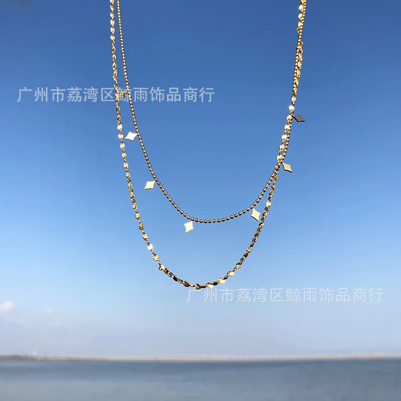 

Minimalist Round Beads Layered Necklace Stainless Steel Plated Gold For Women Personalized Gift 2021 Fashion Necklaces Jewellery