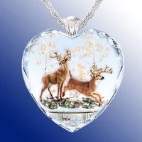 2021 new products cute elk woman necklace crystal glass series creative fashion wedding pendant gifts for women