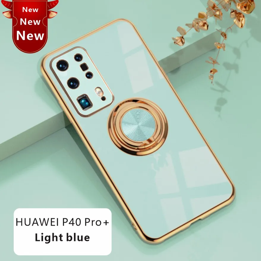 

【Light blue】All inclusive electroplated silica gel shell Original Case For Huawei P40 pro+ Luxury Soft Protector Cover