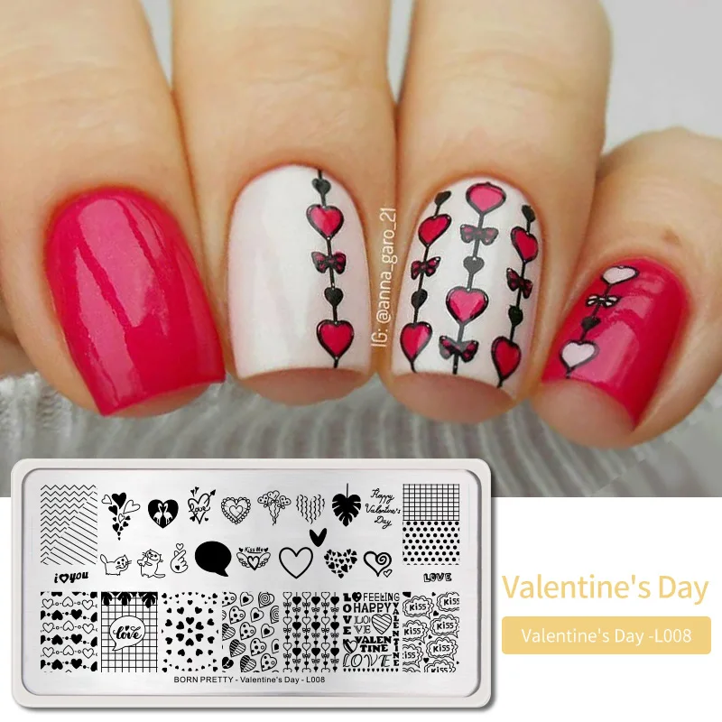 Valentines Day3 BORN PRETTY дизайн ногтей штамп штамповка шаблон цветок геометрии любовь DIY маникюр изображение пластины из нержавеющей стали дизайн ногтей трафарет - Цвет: Valentines Day3