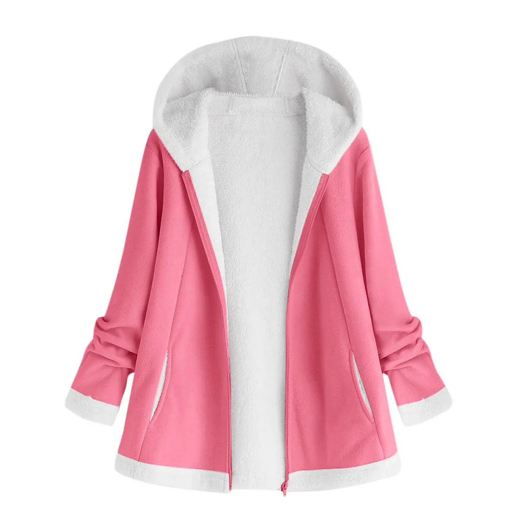 Hot Pink Женская зимняя куртка, пальто, повседневное теплое пальто с капюшоном, с карманами, на молнии, с длинным рукавом, разноцветная модная верхняя одежда# BL20 - Цвет: Hot Pink