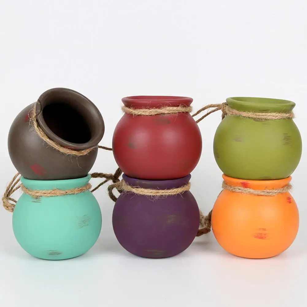 6 шт Мини Цвет горшок поводок цилиндр сочные керамические подвесная миска
