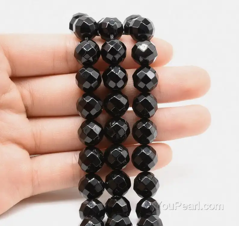 Опт круглые бусины черного оникса 4 мм 6 8 10 12 граненые 15 5 дюйма/нитка|black onyx beads|onyx